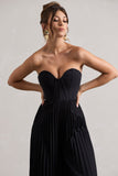 Lorelai Black Corset Plisse Wide-Leg Jumpsuit