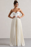 Lorelai Cream Corset Plisse Wide-Leg Jumpsuit