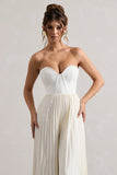 Lorelai Cream Corset Plisse Wide-Leg Jumpsuit