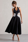 Windermere Black Plunge Midi Dress With Floral Cut-Out