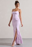 Intimacy Lilac Lace Corset Split Maxi Dress