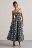 Myleen Black Lace Strapless Midi Dress