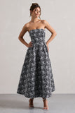 Myleen Black Lace Strapless Midi Dress