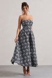 Myleen Black Lace Strapless Midi Dress