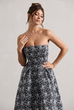 Myleen Black Lace Strapless Midi Dress