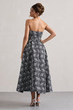 Myleen Black Lace Strapless Midi Dress