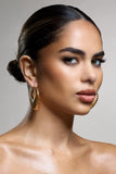 Crete Gold Ribbed Chunky Statement Hoop Earrings