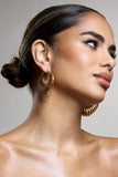 Crete Gold Ribbed Chunky Statement Hoop Earrings