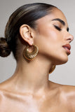 Crete Gold Ribbed Chunky Statement Hoop Earrings
