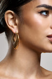 Crete Gold Ribbed Chunky Statement Hoop Earrings