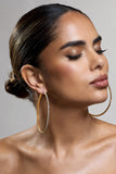Amika Gold Diamante Thin Hoop Earrings