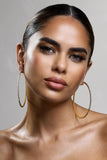 Amika Gold Diamante Thin Hoop Earrings