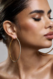 Amika Gold Diamante Thin Hoop Earrings