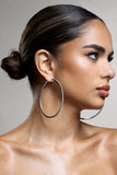 Amika Silver Diamante Thin Hoop Earrings