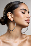 Amika Silver Diamante Thin Hoop Earrings