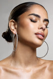 Amika Silver Diamante Thin Hoop Earrings