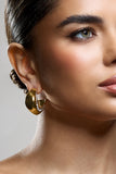 Angel Eyes Gold Diamante Abstract Hoop Earrings