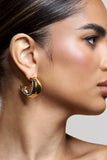 Angel Eyes Gold Diamante Abstract Hoop Earrings