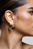 Angel Eyes Gold Diamante Abstract Hoop Earrings