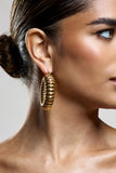Dover Gold Chunky Ribbed Hoop Earrings