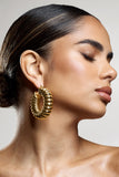 Rialta Gold Ribbed Chunky Hoop Earrings