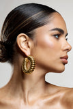 Rialta Gold Ribbed Chunky Hoop Earrings