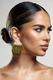 Sarla Gold Textured Ribbed Statement Oval Earrings