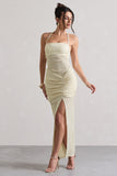 Amalfi Ecru Textured Sheer Halter-Neck Maxi Dress