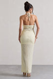 Amalfi Ecru Textured Sheer Halter-Neck Maxi Dress