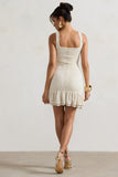 Madeira Ecru Crochet Square-Neck Mini Dress With Ruffle Trim