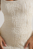 Madeira Ecru Crochet Square-Neck Mini Dress With Ruffle Trim