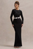 Zenith Black Lace Long-Sleeve Maxi Dress