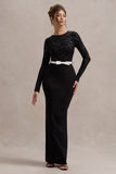 Zenith Black Lace Long-Sleeve Maxi Dress