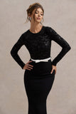 Zenith Black Lace Long-Sleeve Maxi Dress