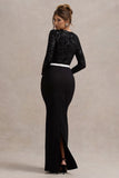 Zenith Black Lace Long-Sleeve Maxi Dress