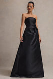 Universe Black Bandeau Puff-Skirt Split Maxi Dress