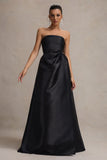 Universe Black Bandeau Puff-Skirt Split Maxi Dress