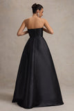 Universe Black Bandeau Puff-Skirt Split Maxi Dress