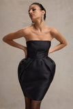 Lovebug Black Bandeau Mini Dress With Tulip Skirt