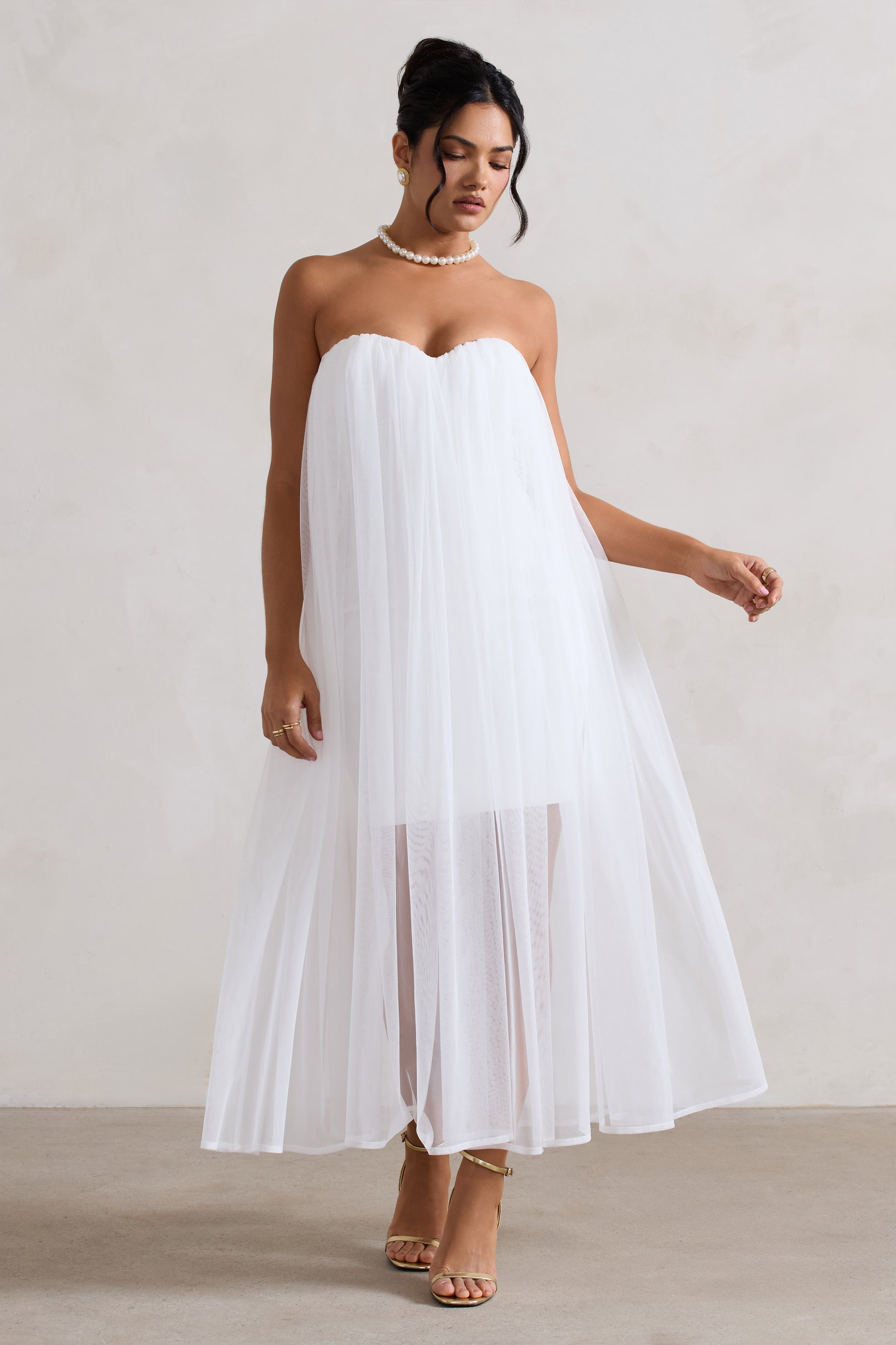 Dreamland Ivory Sweetheart Corset Mini Dress With Tulle Overlay