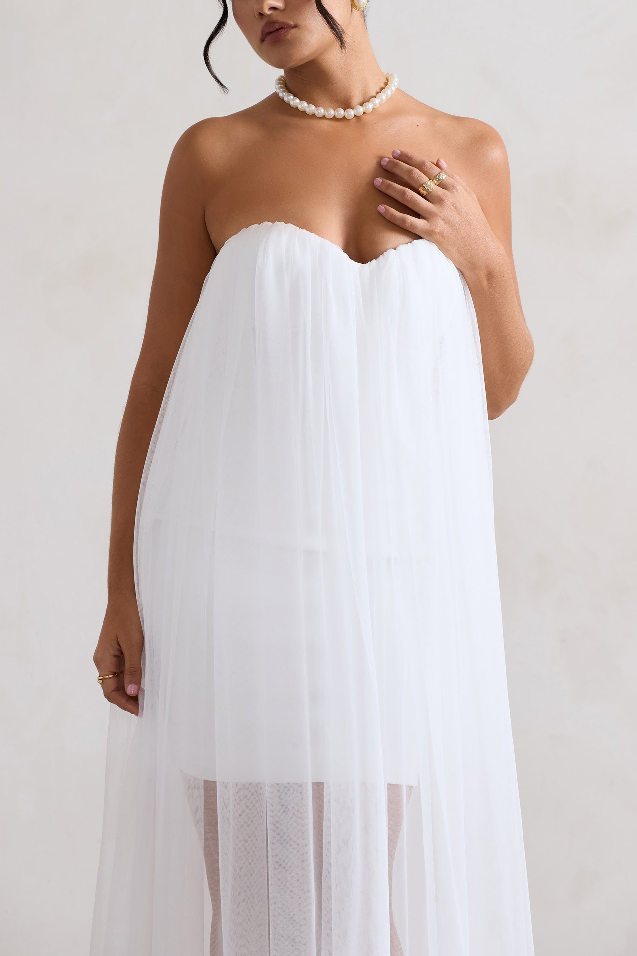 Dreamland Ivory Sweetheart Corset Mini Dress With Tulle Overlay