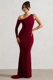 Contradiction Port One-Sleeve Asymmetric Maxi Dress