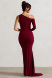 Contradiction Port One-Sleeve Asymmetric Maxi Dress