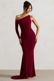 Contradiction Port One-Sleeve Asymmetric Maxi Dress