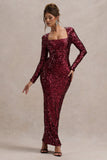 My Dream Port Sequin Square-Neck Long-Sleeve Maxi Dress