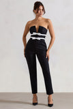 Casta Black Strapless Tailored Straight-Leg Jumpsuit With Bows