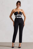 Casta Black Strapless Tailored Straight-Leg Jumpsuit With Bows