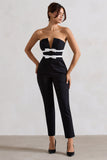 Casta Black Strapless Tailored Straight-Leg Jumpsuit With Bows