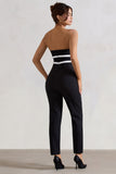 Casta Black Strapless Tailored Straight-Leg Jumpsuit With Bows
