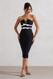 Love Lock Black Strapless Midi Dress With Bows